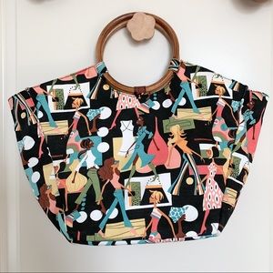 Vintage Neiman Marcus deco art bamboo hand bag